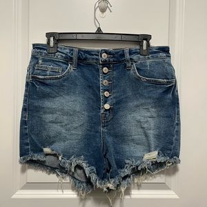 Button front cut off Jean shorts